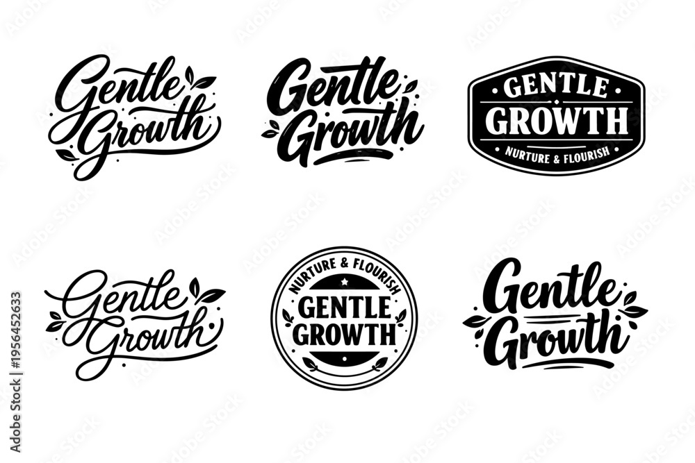 Fototapeta premium Gentle growth logos: nurture and flourish with elegant typography designs