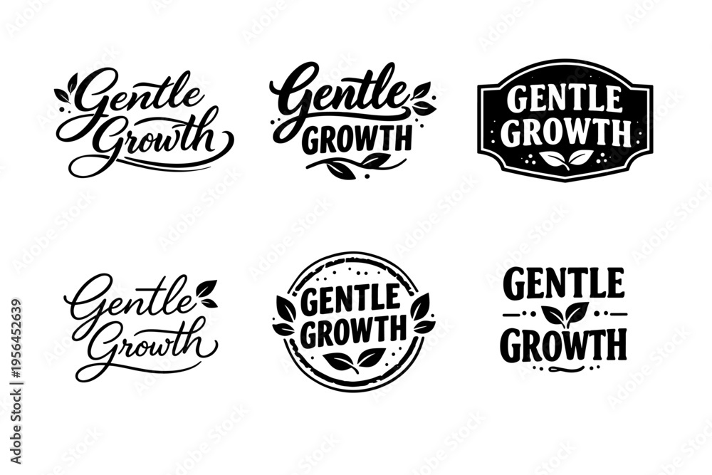 Obraz premium Gentle growth logos collection - black and white botanical designs