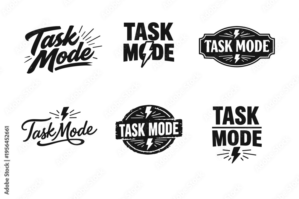 Obraz premium Task mode logo designs with lightning bolt variations