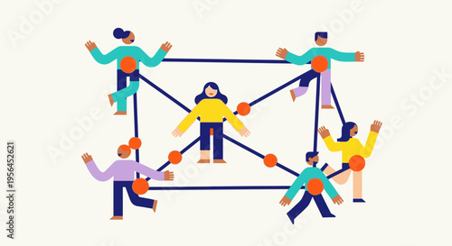 People holding hands in a circle, teamwork and unity concept