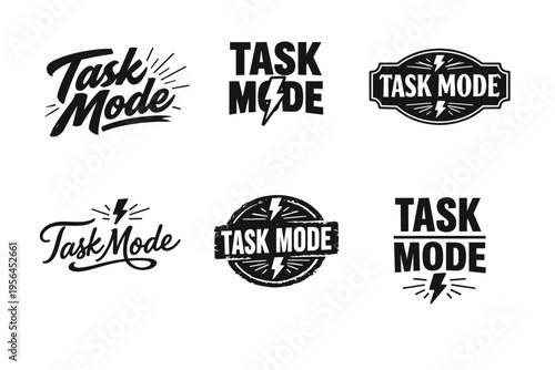 Task mode logo designs with lightning bolt variations