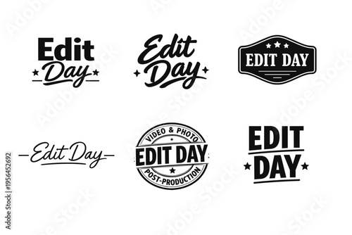 Collection of edit day logos in various styles and designs