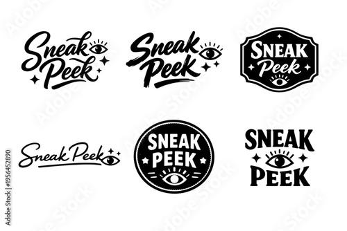 Sneak peek black and white logos with eye motif in various styles