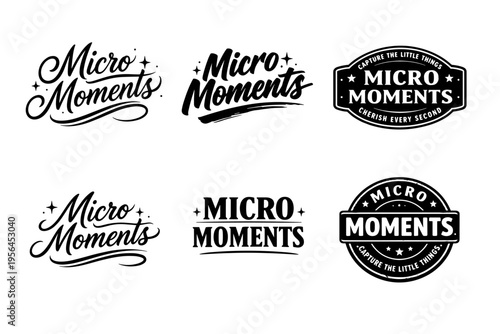Micro moments logo collection showcasing varied typography styles