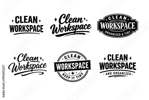 Clean workspace logos: organized and tidy designs in black and white