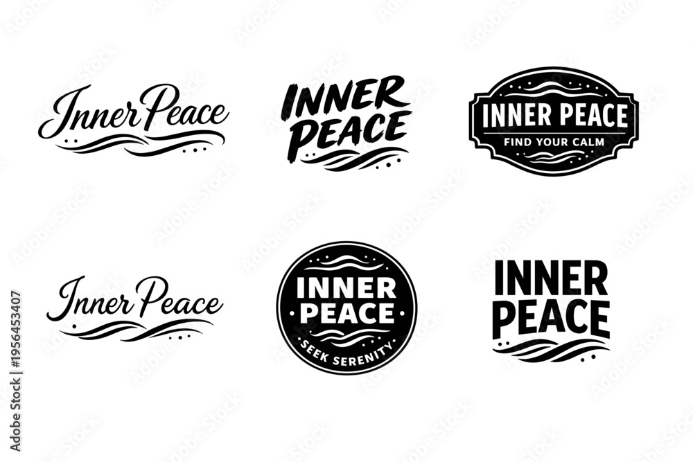 Obraz premium Collection of inner peace logos with elegant typography and decorative elements