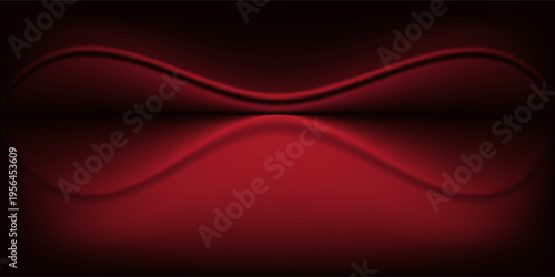 Red studio background. Abstract limbo podium studio room. Dark red gradient wall floor and spotlight scene. Showcase, promotion display. Vector stage mockup illustration