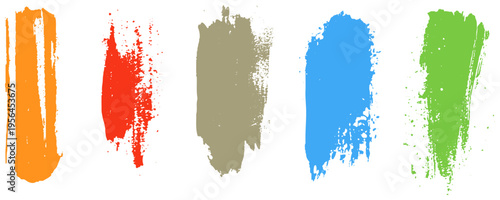 Abstract Paint Swipes in Bright Colors. Creative Multicolor Paint Stroke Pack. Expressive Paint Stroke Color Set