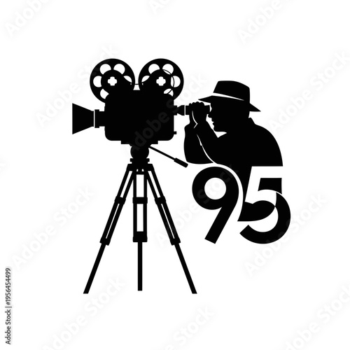 film director with camera silhouette, filmmaking concept