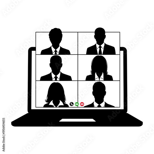 online meeting on laptop with video call