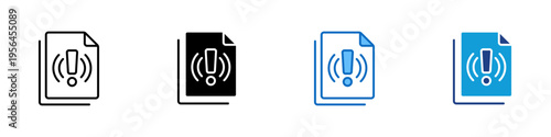 Document Alert Multiple Style Icon Design Vector - Document with exclamation mark representing file warning, data issue, and content notification