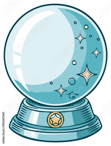 Cartoon illustration of a crystal ball for divination and fortune telling.