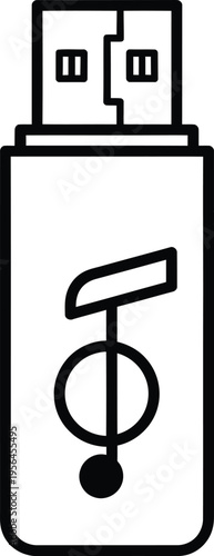 A simple black and white line art illustration of a generic usb flash drive storage device icon