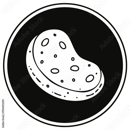 Black and White Bean Illustration in a Circle: Bean Icon Simple Design Vegetarian Food
