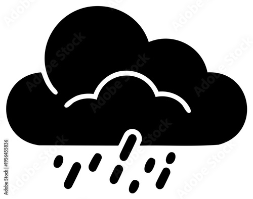 Black cloud and raindrops graphic weather illustration