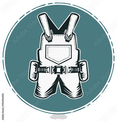 Illustration of Durable Overalls with Tool Belt Pockets for Construction and Manual Labor