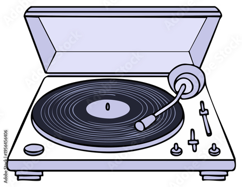 Vinyl Record Player Vector Illustration Turntable Music Instrument