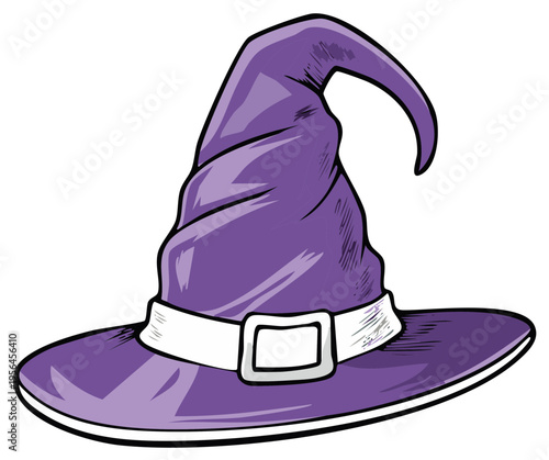Purple Witch Hat Cartoon Illustration for Halloween Celebration