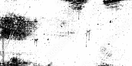A grunge black ink splat background featuring a dirty paint splash texture with liquid spray drips and artistic vector splatter stains for a bold silhouette frame design