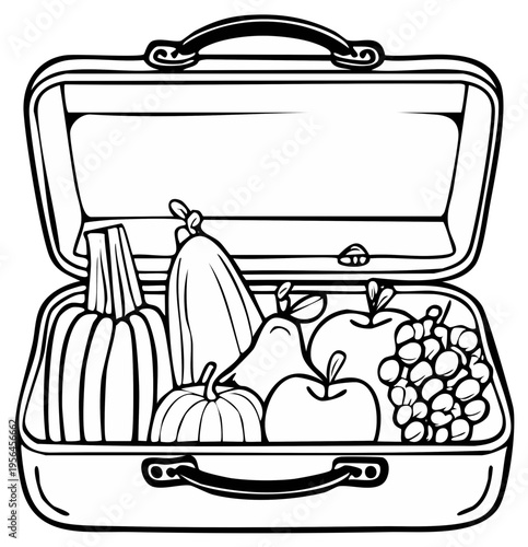 Wholesome Autumn Harvest Packed Inside an Open Retro Lunchbox