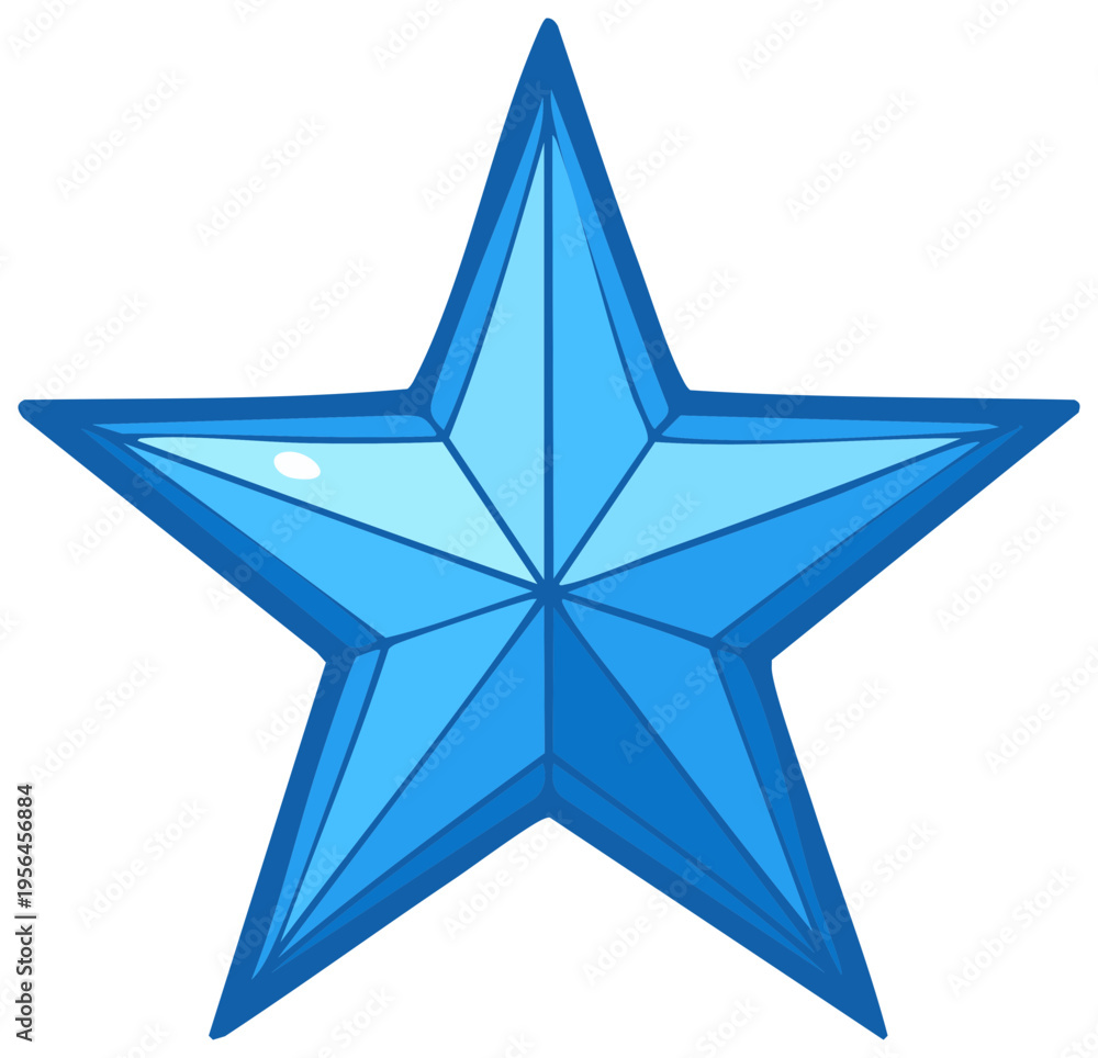 Obraz premium Brilliant blue five pointed star with faceted gemstone design element