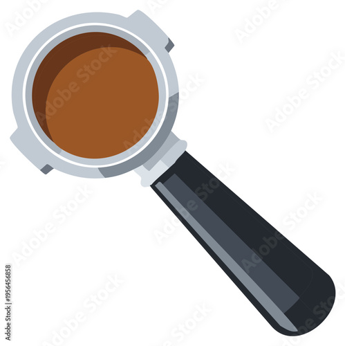 Vector illustration of an espresso portafilter filled with ground coffee
