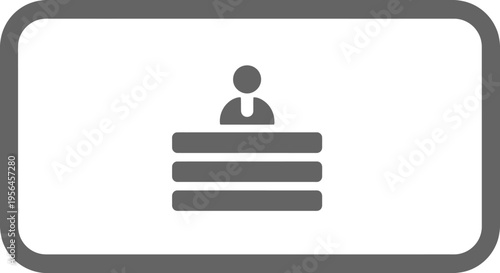 Receptionist Icon in Gray Frame, Minimalist Design