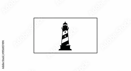 Striking Black and White Striped Lighthouse Silhouette Illustration