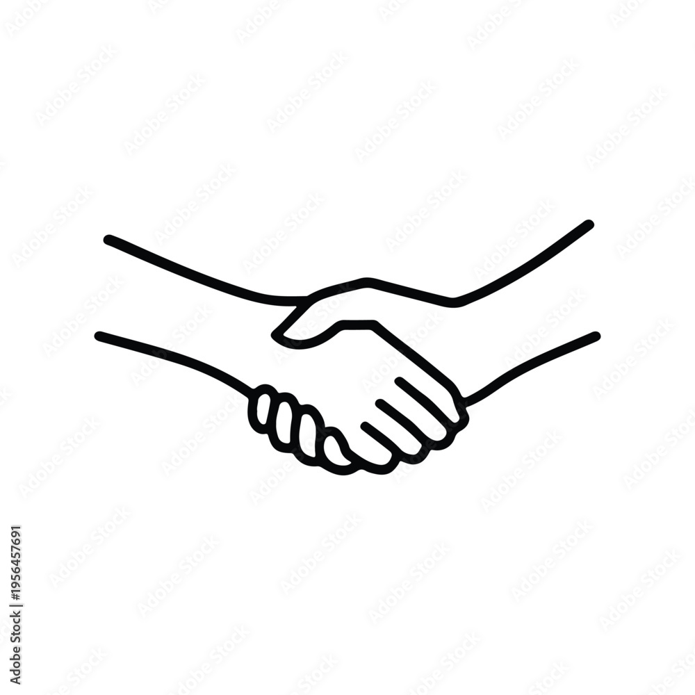 Obraz premium Handshake Agreement Partnership Line Art Business Vector Icon Design