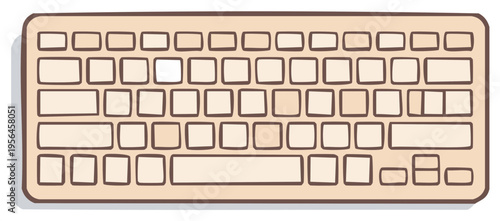 Illustration of Beige Computer Keyboard Device with Keys for Input