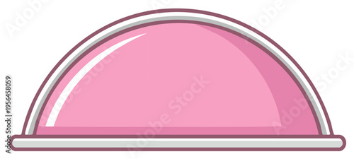 Cartoon style pink food cover dome kitchen utensil illustration