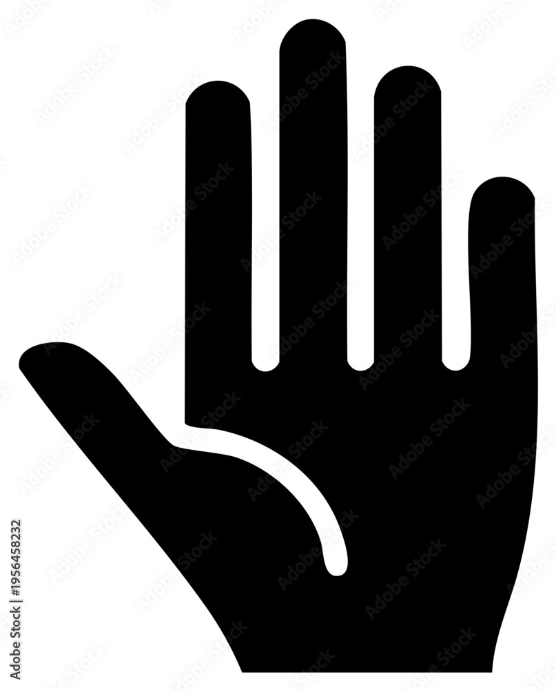 Fototapeta premium Simple open hand palm icon vector for stop halt or high five gesture