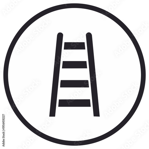 Ladder icon in a circle symbolizing progress growth and career success minimalist vector graphic