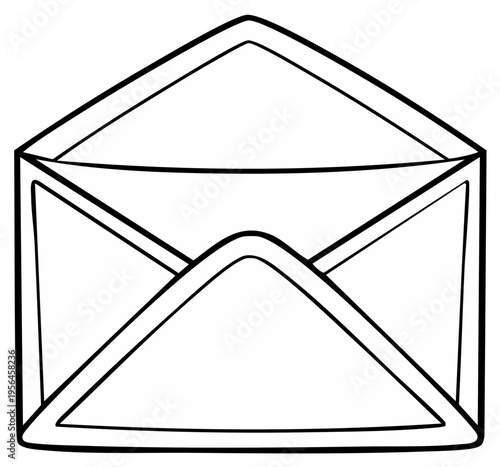 Open empty envelope in outline drawing style ready for mail or message communication.