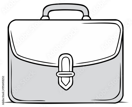 Illustration of a Gray Briefcase for Business with Handle and Clasp Close Up Graphic