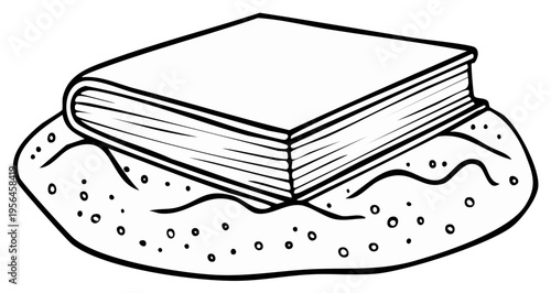 Illustration of a closed book lying on a sandy beach, reading outdoors concept artwork perfect for educational or relaxation themes