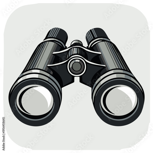 Black and Gray Binoculars Illustration Against a Light Background