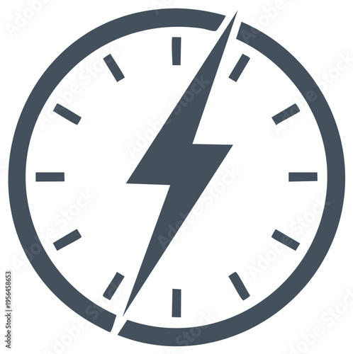 Clock with Lightning Bolt Symbolizing Speed Efficiency and Time Energy Management