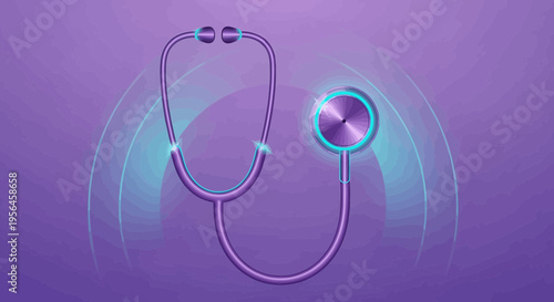 Futuristic medical examination concept with stylized stethoscope and glowing effect