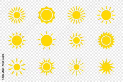 set of yellow sun icons