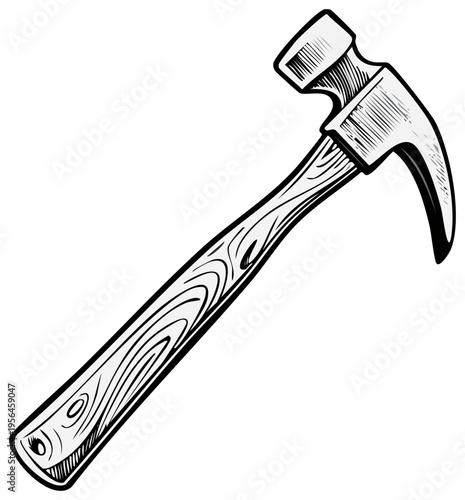 Classic Claw Hammer with Wood Grain Handle Isolated Graphic