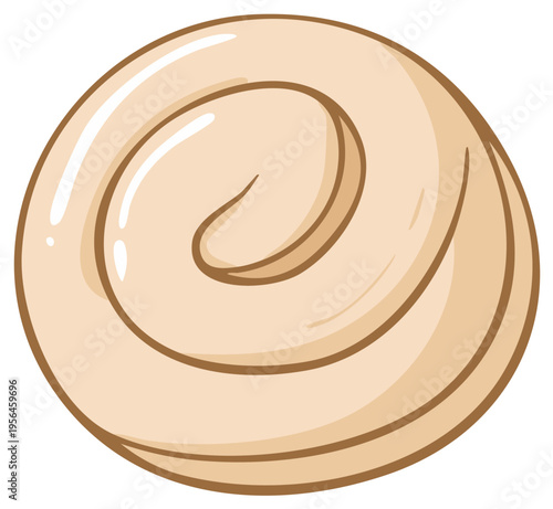 Delicious swirl dessert topping, frosting design element with sugary glaze and pastry outline, cartoon style