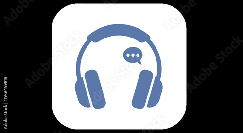 Blue Headphones Icon with Speech Bubble and Ellipsis