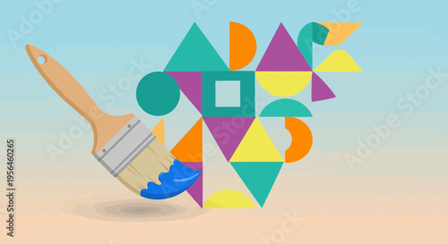 Geometric artistry: a playful fusion of shapes and colors from a painterly vision