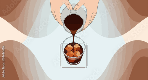 Handcrafted iced coffee creation depicted in a contemporary vector art style