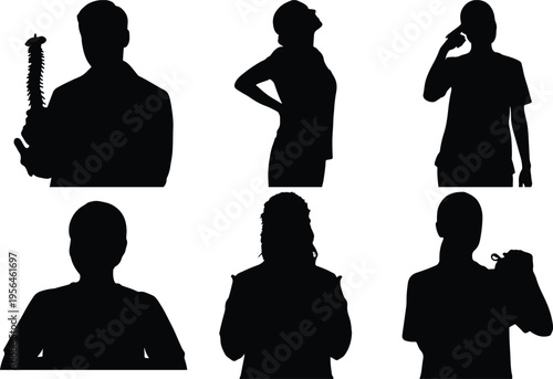 Doctor Silhouette Holding Spine Model Demonstrating Spinal Health and Medical Consultation