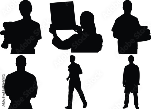 Doctor Silhouette with Medical Items Professional Healthcare Worker Poses for Medical Advertising