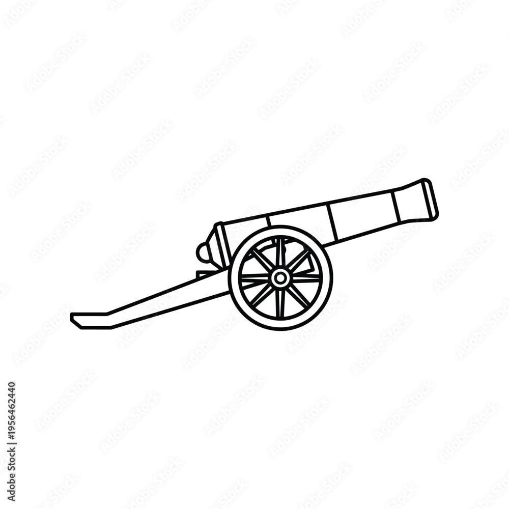 Fototapeta premium Cannon Icon for History and Warfare Silhouette