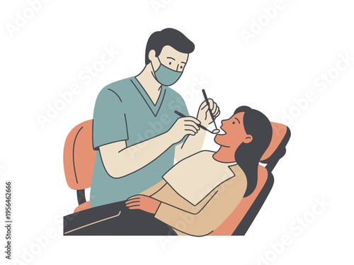 Dentist examines patient in office