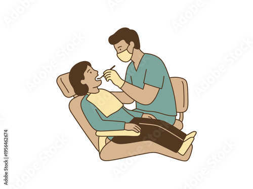 Dentist examines patient in a dental office